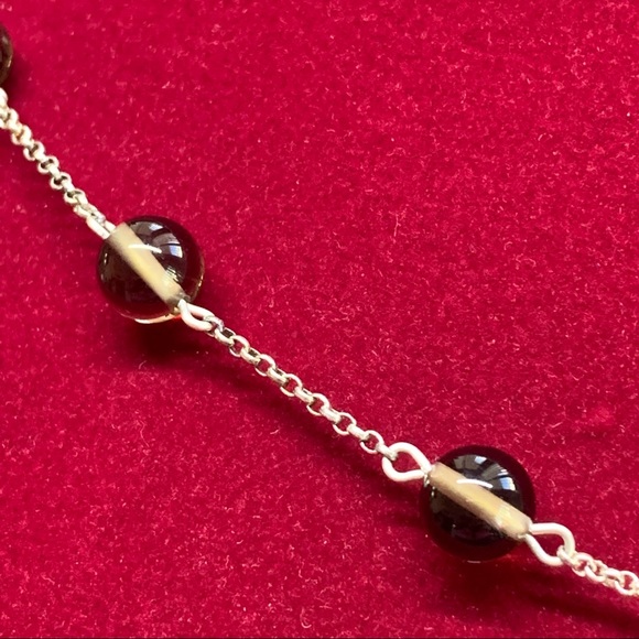 NWOT Sterling Silver Smokey Topaz Beaded Necklace - Picture 1 of 16
